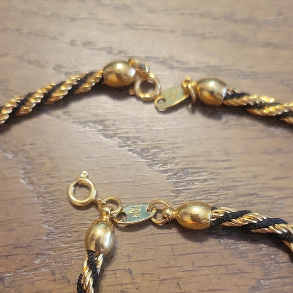TRIFARI & NAPIER BLACK GOLD tone ROPE TWIST NECKLACE BRACELET set - Picture 3 of 3